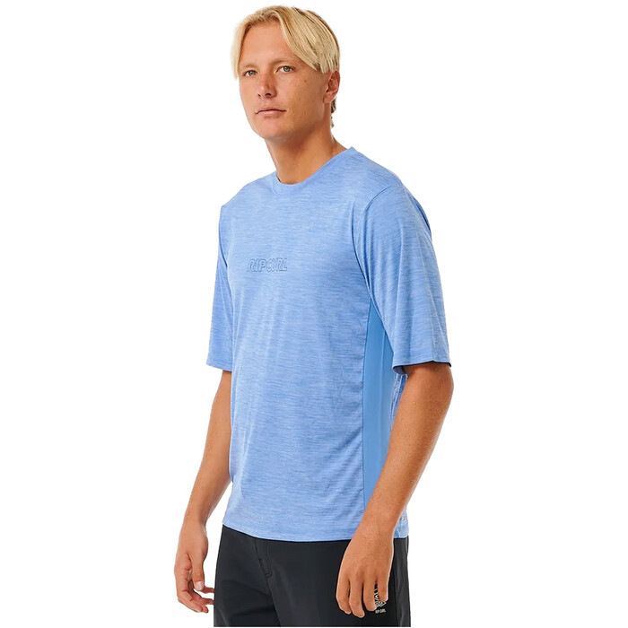 2024 Rip Curl Mens Dawn Patrol UPF Short Sleeve Rash Vest 14DMRV - Blue Marle